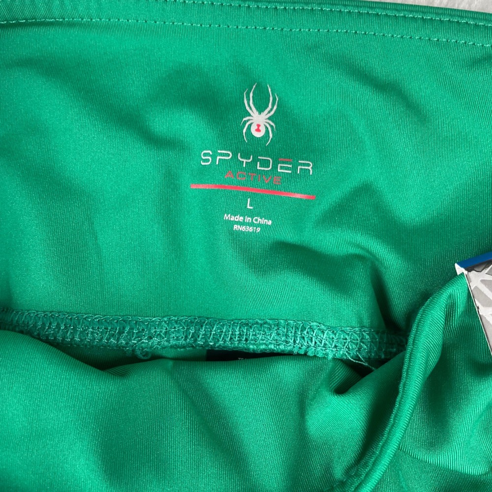 Spyder Active Womens Green Athletic Running Shorts Side Pockets Size L NWT - Picture 3 of 4